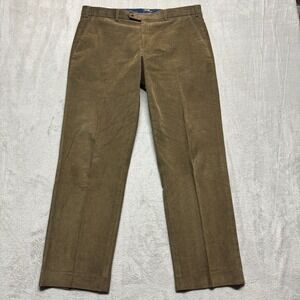 Lauren Ralph Lauren Mens Corduroy Pants 36x30 Soft Cotton Pleated Brown Chino